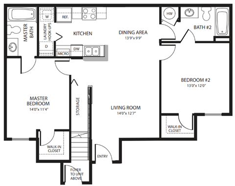 Two Bedroom Floor Plan at Spring Haven Affordable Apartments in Spring Hill FL